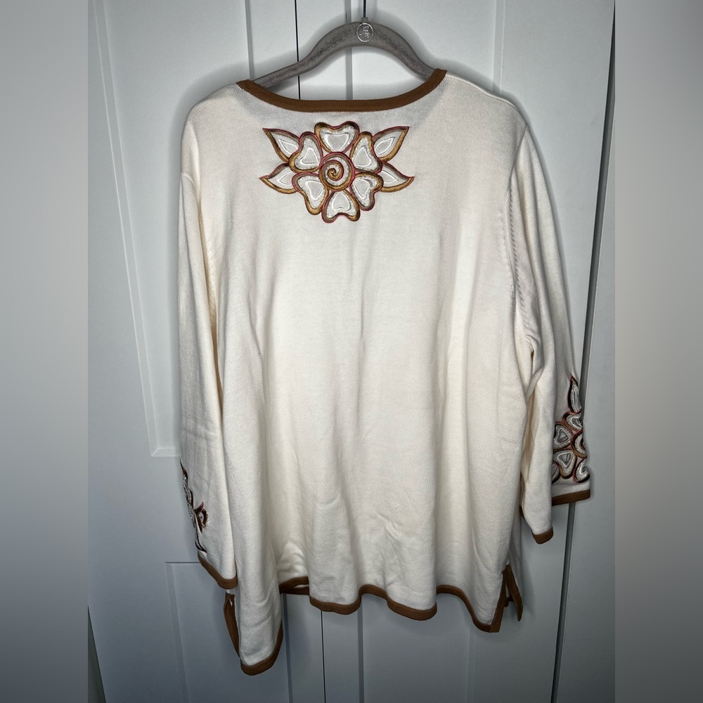 Bob Mackie Floral Embroidered Cutout 2 Piece Tank Cardigan Plus Size 2X - Picture 6 of 9